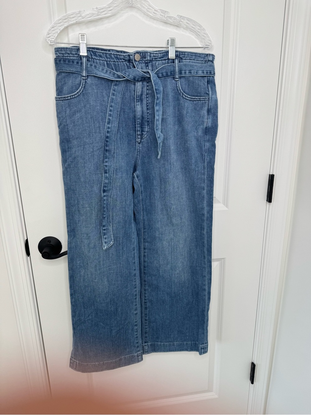 J. Crew Factory Medium Blue Tie-Waist Wide-Leg Jeans 30